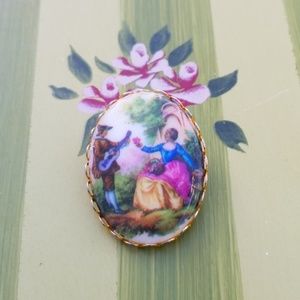 🎀   Vintage Style 🍃  Porcelain Brooch🌹